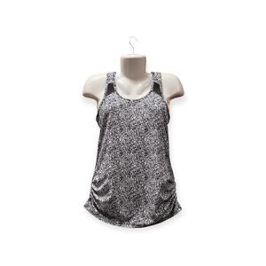 Soybu Women's Black/White Sleeveless Racerback Ruched Sides Active Top | Size S